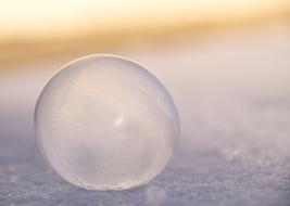 frozen Soap Bubble on snow