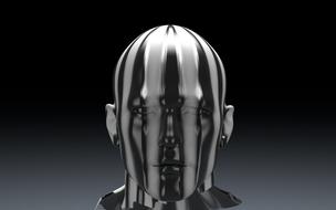 black and white striped mannequin head