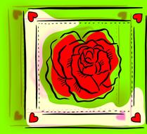 vector rose flowers red green