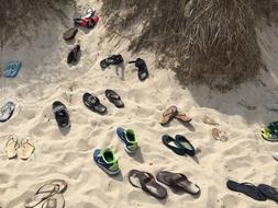shoes on the sand beach