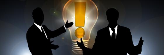 businessmen pear exclamation point
