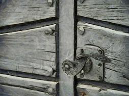 wood Door and Handle Old