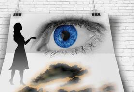 look woman poster clouds iris