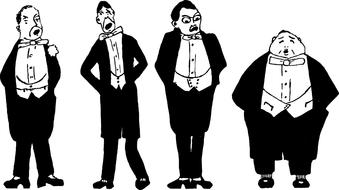 vintage old fashioned men drawing