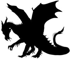 drawn black dragon on white background
