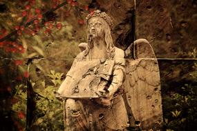 angel on stone wall as texture