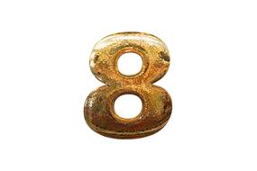 number digit eight 8 golden glass