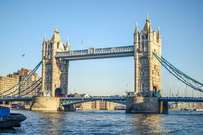 distant view of tower bridge over the river, London