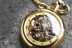 Clock Pocket Watch Gold