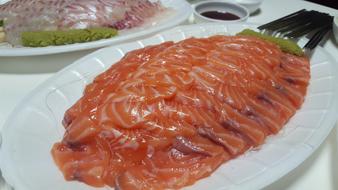 Red fresh fish on a plate