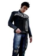 man jeans leather jackets 3d drawing