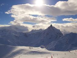 Mountains Sun Snow