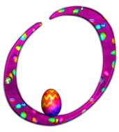 Colorful Easter egg, on the "O" letter with the colorful Easter eggs, at white background, clipart