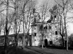 absolutely beautiful monochrome photo of Abandoned Monastery
