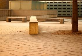 wooden benches for rest in the city
