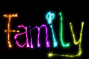 clipart of colorful family font word