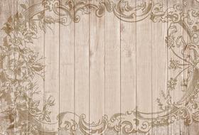 vintage playful floral frame on wooden wall