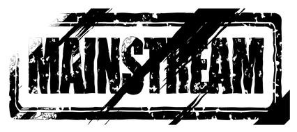 mainstream, weathered black and white stamp