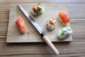 knife near the salmon
