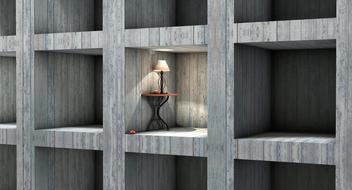 grey grid isolation table lamp