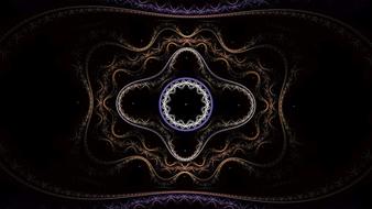 Beautiful and colorful, fractal pattern with the ornaments, among the darkness, clipart