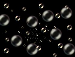 Shiny bubbles, at black background, clipart