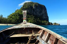 an old boat with a rope