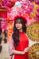 Vietnamese Portrait Girl in red