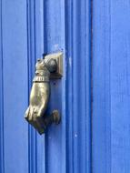 door handle on a blue background