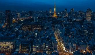 panoramic view of night tokyo in lighting
