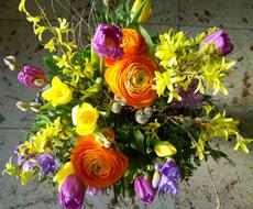 colored flowers in a vase landscape