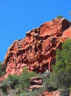 red stones with trees