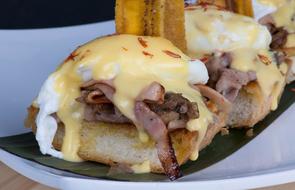 Bread with meat and cheese