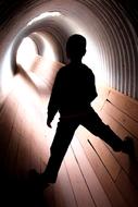 person Climbing Light tunnel