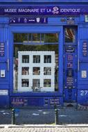 blue building facade in Brussels, Belgium