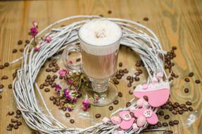 coffee glass decorated with flowers