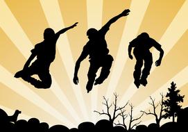 silhouettes of jumping people at a party as an illustration