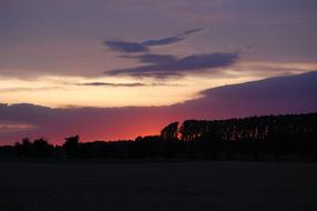 Sunset purple sky view