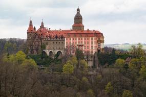 panoramic view of the castle in the ksiazanski landscape park