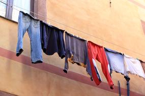 clothes on a rope at home