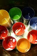colored paint in cans