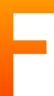 Gradient, orange "F" letter, at white background, clipart
