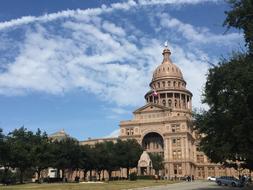 Beautiful building with clouds