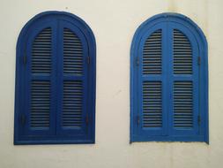 blue shutters on the house