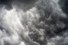 Black and white photo of the beautiful, cloudy sky with light