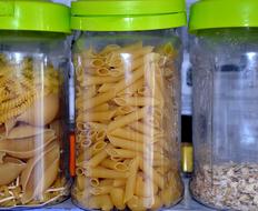 dried pasta in a jar