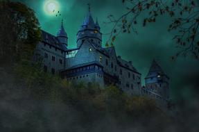 big castle in the moonlight