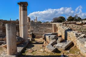 columnar and step way in ruin of Apollo Hylates Sanctuary, Cyprus