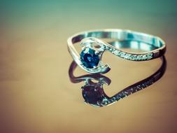 silver blue stone ring