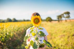 Girls and sunflower